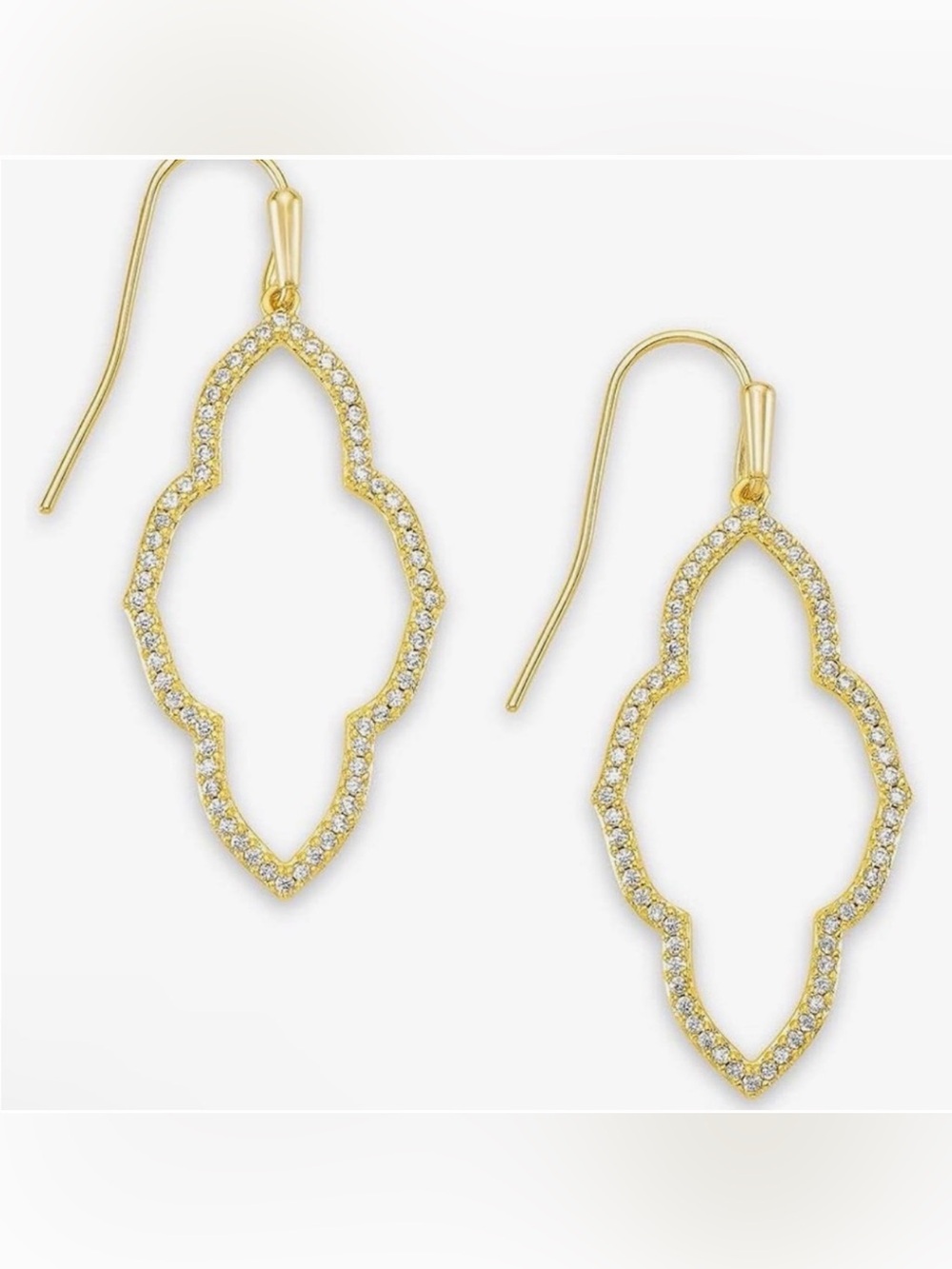 🌟NEW🌟 Kendra Scott Abbie Gold Open Frame Earrings in White Crystal - Picture 2 of 3